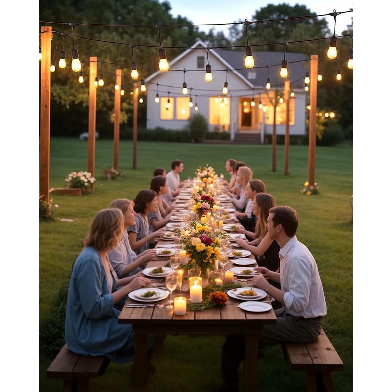 BRIMAX 2W 100FT Outdoor String Lights Commercial Grade with 32