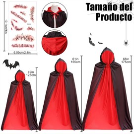 Capas de doble capucha para hombres y mujeres, capas para niños, capa de vampirismo de doble cara para espectáculos escénicos de disfraces de rol de fiestas de Halloween