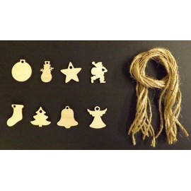 Derwent Laser Crafts Mini Wooden Xmas 30mm Gift Tags/Xmas decoration 8 designs - pack of 24 shapes