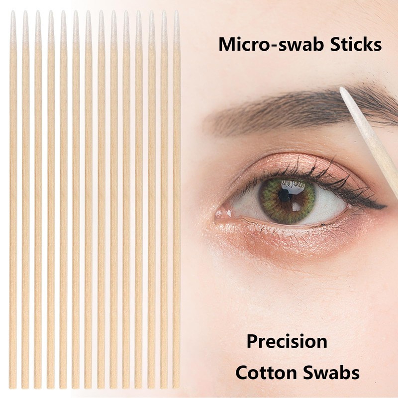 800PCS Pointed Cotton Swabs,4 inch Microblading Cotton Swab with Wooden