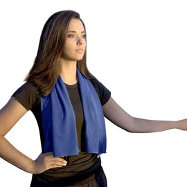 2Kool Sports Cooling Towel Pouch with Carabiner For Sports, Workout, Yoga, Fitness, Gym, Pilates, Travel, Camping & More (Pack of 2) Dark Blue