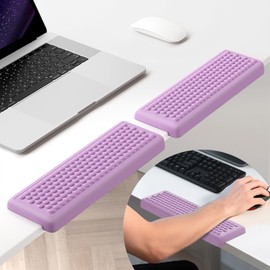 Hsurbtra L-Shaped Desk Elbow Pad, 2-Piece Soft Memory Foam Elbow Support Padding with Non-Slip Rubber Base, Ergonomic Desk Edge Cushion Wrist Rest for Office, Home, Work, Gaming, Purple