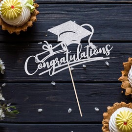 Sodasos Felicitaciones 2024 - Decoración para tartas de graduación (plateado)