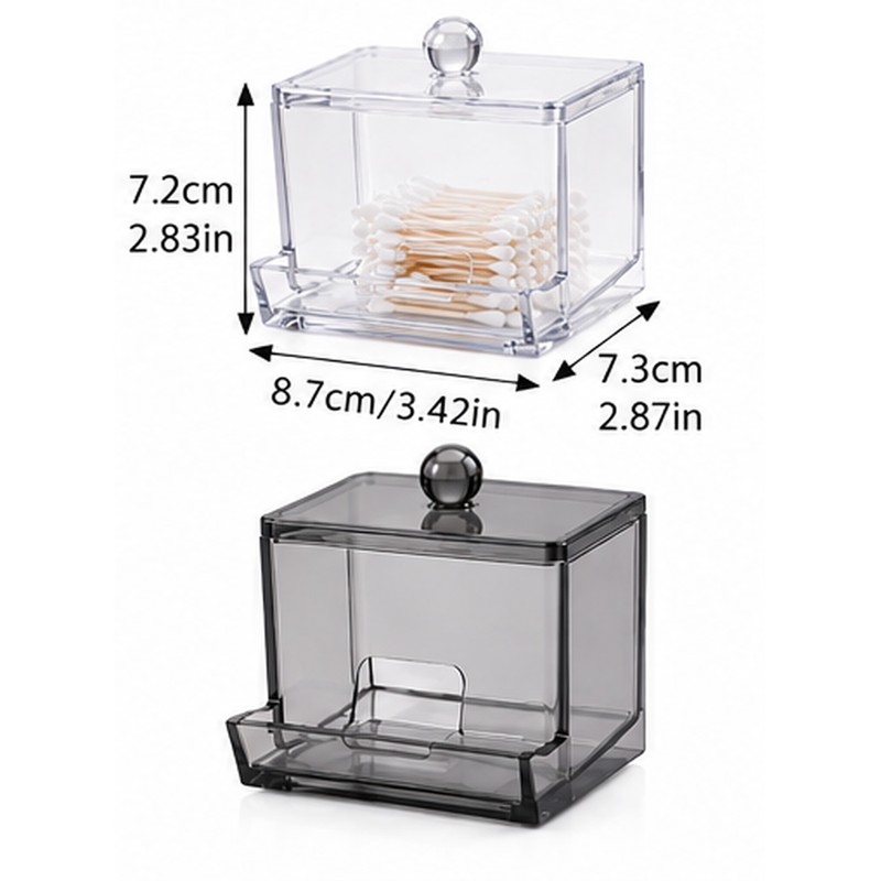 Clear Cotton Swab Holder for Bathroom Storage – Reusable Plastic