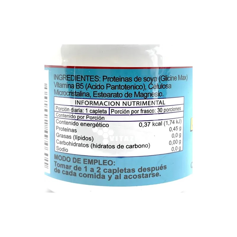 Vitamina B5 Ácido Pantoténico 30 Capletas De 400 Mg Riket