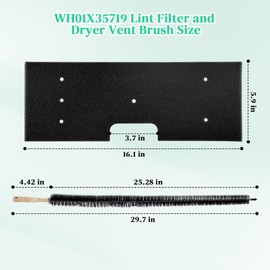 Sthovd WH01X35719 Lint Filter with Dryer Vent Brush Replacement for GE Profile Washer Dryer Combo Fit for GE Models Washer Dryer PFQ97HSPV0DS Reusable and Washable Dryer Foam Filter 2 pack