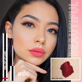 Hxssll Matte Lip Gloss Stain-Peel Off Lip Liner Tattoo, Pinkish Red Lip Tint，Long Lasting Peel Off Lip Stain, Waterproof Transfer-proof Lip Mask Lip Liner Peel Off Lip Gloss,Stayn Lip Makeup. #06