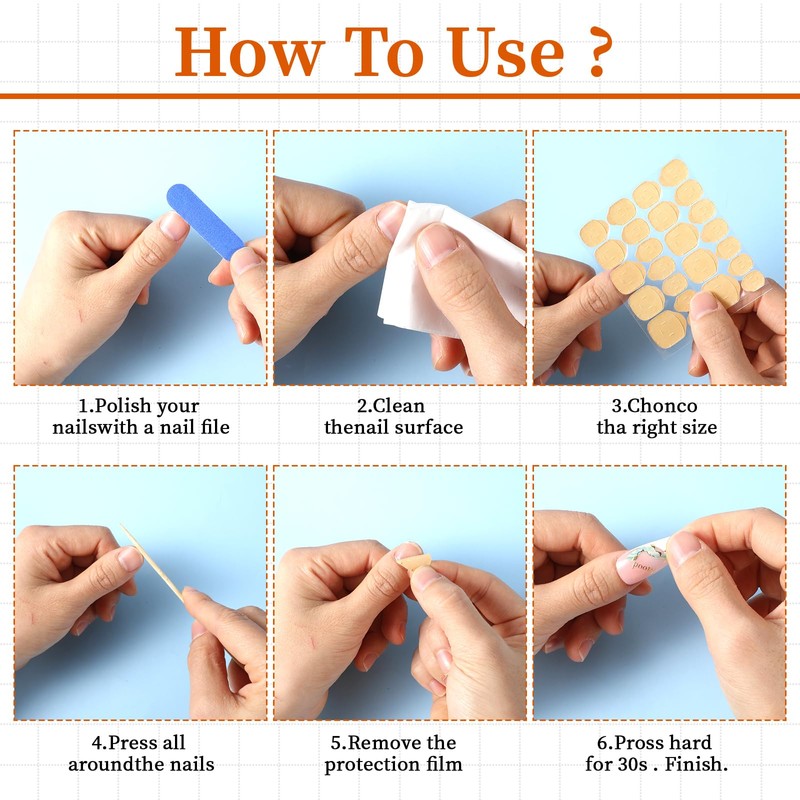 Adhesive Nail Tabs, Clear Super Strong Solid Nail Adhesive Tabs,