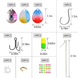 Fishing Lures Spinner Making Kit, 150Pcs Colorful Colorado Blades Lure Making Supplies for Inline Spinners Walleye Rigs Tackle Box