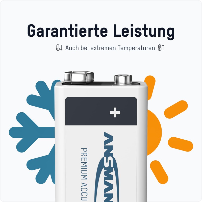 ANSMANN 9V Rechargeable Batteries 300mAh pre-Charged Low Self-Discharge NiMH 9