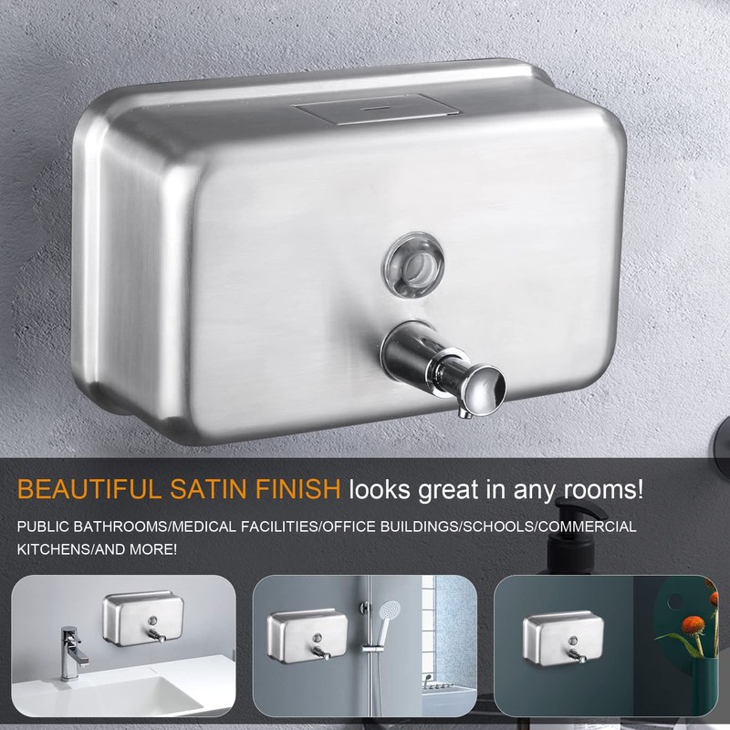 VANNSOO Commercial Wall Mount Stainless Steel Soap Dispenser, Rust-Proof Lining