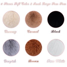 BQTQ Pack of 6 Faux Fur Pom Pom 10 cm Fur Pompoms DIY Fluffy Pompoms with Elastic for Hats Scarves Gloves Bags Decoration 6 Soft Colours