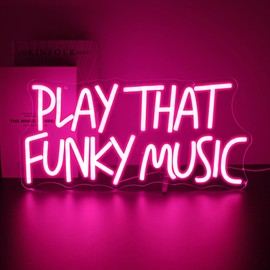 Gdbkabf Neon Sign, Play That Funky Music Neon Signs for Wall Decor Neon Pink LED Signs Room Neon Light Up Signs Home Decor for Business Bedroom Club Party Bars Shop USB Operated