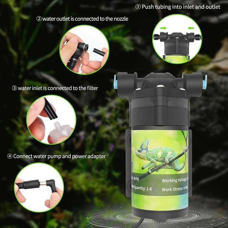 RUNWUSHENG Reptile Mister System with TIMER, Reptile humidifier with 6