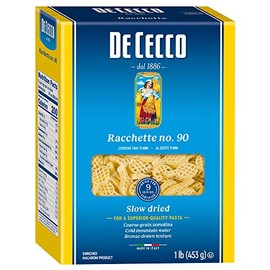 De Cecco Pasta, Racchette No.90, 1 Pound (Pack of 12) - Made in Italy, High in Protein & Irom, Bronze die