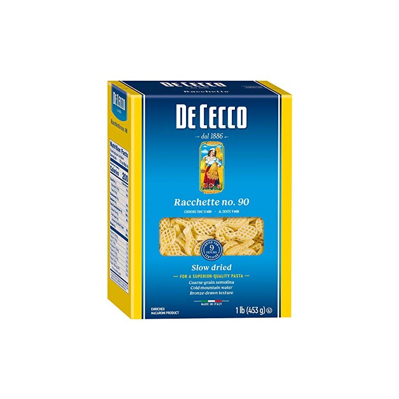 De Cecco Pasta, Racchette No.90, 1 Pound (Pack of 12)