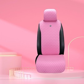 Red Rain Pink Car Seat Cover Luxury Leather Universal Seat Covers for Cars with Crown 2/3 Covered 11Pcs (A-Light Pink)