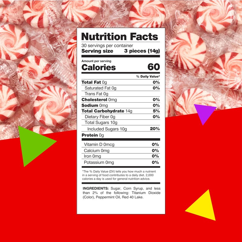Peppermint Pinwheel Starlight Mints Hard Candy (1 Pound Bag -