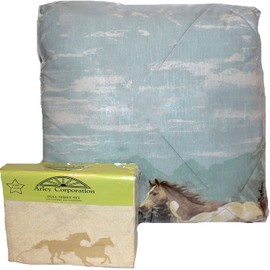 Majestic Running Show Horses & Ponies Brown 8PC Comforter (76"x 86") Set w/Sheets (Full/Double Size (Bed in A Bag Set))