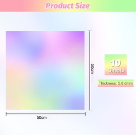 QUCUMER 10 Sheets Cellophane Wrap Paper, 50 * 50cm Iridescent Film Paper Florist DIY Flower Bouquet Wrap Holographic Foil Gift Wrapping Paper Rainbow Foil Laminate for Gift Wrap DIY Arts Crafts
