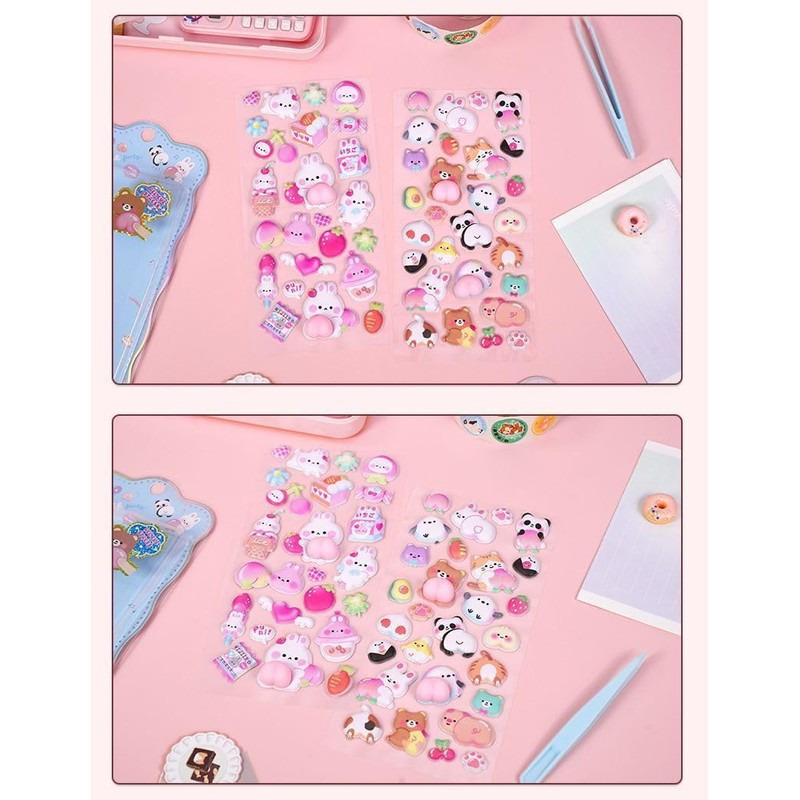 Loong Fluffy Butt Stickers Cute Puffy Character 3D Marshmallow Fluffy