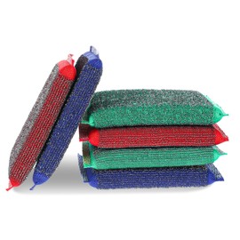 Hpmjz 6 pcs Steel Wool Kitchen Sponges Steel Dish Scrub Sponge Reusable Non-Scratch Scrubbers Multipurpose Scouring Sponges Duty Dish Microfiber Wash Kitchen Sponge for Cleaning Tools Pots Pans Scrub
