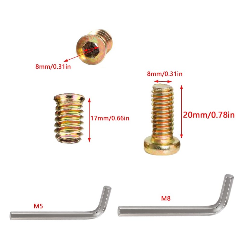 UtySty 10 Set M10 Threaded Inserts Nut with M8 Screw