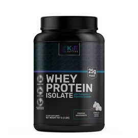 KAE Active Easily Digestible Vanilla Grass-Fed Whey Protein Isolate Powder. Clean Formula with only 5 Ingredients. 25g of Protein.