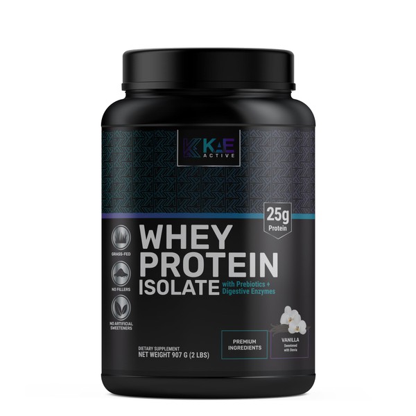 KAE Active Easily Digestible Vanilla Grass-Fed Whey Protein Isolate Powder.