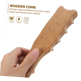 TOVINANNA Redwood Massage Comb for Scalp Care Natural Wooden Hair Tool Thick Handle Static Design for Women Yellow Stimulates Blood Circulation Relieves Headaches