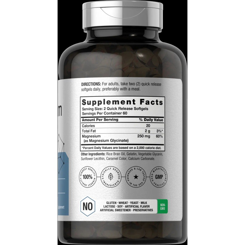 Horbäach Magnesium Glycinate Capsules 250 mg | 120 Softgels |