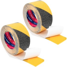 BFhongly 2 Rolls of Non-Slip Tape, Non-Slip Tape, Strong 50 mm x 10 m, Non-Slip Pads for Indoor and Outdoor Use, Non-Slip Stairs, Non-Slip Mat, Black/Yellow, 2 Rolls
