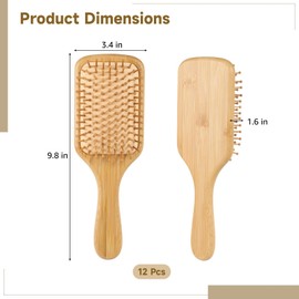 12 PCS Wooden Hair Brushes, Air Cushion Massage Comb, Wood Scalp Massager, Bulk Natural Wood Hairbrush for All Hair Types