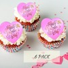 6x Valentine's Day Acrylic Cupcake Toppers Heart shaped Tags Valentines