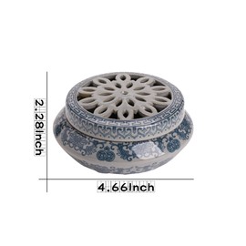 CHORZHOW Coil Incense Holder Blue and White Porcelain Incense Cone Burner Spherical Shape for Coil Incense and Incense Cone Set for Office Yoga and Livingroom Decor Home (Width-4.66)