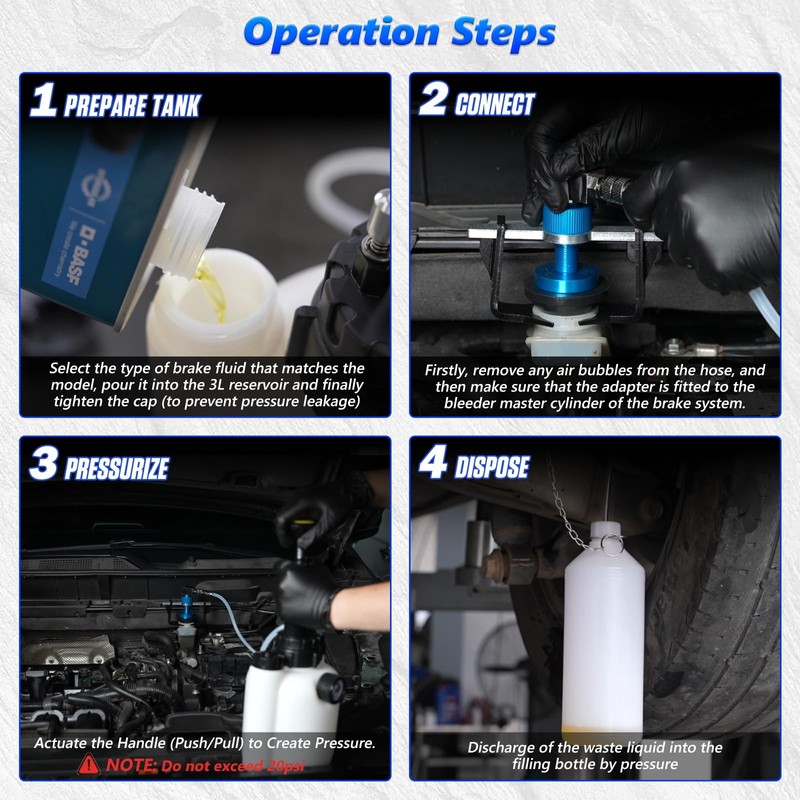 BELEY 3L Manual Brake Bleeder Kit with 5 Master Cylinder