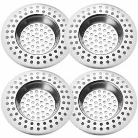 Stainless Steel Kitchen Sink Strainer Plug, Standard Strainer Drain Protector Hair/Food Catcher for Bathroom, Kitchen, Shower （Pack of 4)