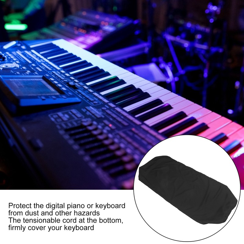 Electronic Piano Cover Black Waterproof DustProof Stretchable Cloth for Keyboards(88-Key