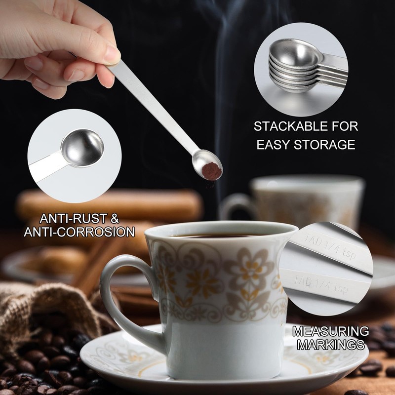 Lusofie 5 Pcs 1/4 Teaspoon Measuring Spoons Mini Spoons Stainless