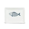 Abbott Collection 27-CORFU-550 Small Rectangle Fish Plate, 1 EA, White/Blue