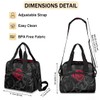 Black Red Roses Insulated Lunch Bag for Women Men Reusable