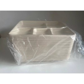 Footprint 100 Count - 5 Compartment Disposable Lunch Tray 10"x8" Eco Friendly Fiber Sturdy