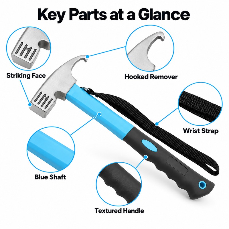 Camping Tent Hammer with Nail Puller – High Carbon Steel