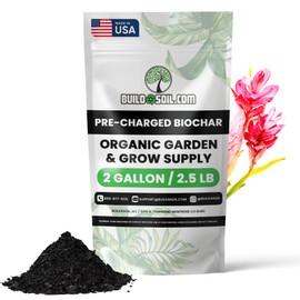 BuildASoil Pre-Charged Biochar Organic Soil Amendment for Plants, No-Till Friendly, 2–5% Mix Rate, Clay Soil Conditioner with Organic Perlite & Horticultural Charcoal Blend, 2 Gallon/2.5 lb