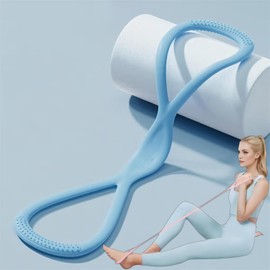 Figure 8 Resistance Bands for Women & Men – 15LB Silicone Pull Rope for Shoulder, Back & Arm Workout – Non-Slip Handles, Home Gym, Yoga & Physical Therapy – Toning, Posture Correction (Blue)