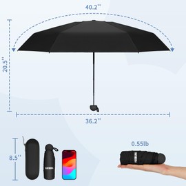 Yoobure Travel Umbrella Portable Compact Umbrellas, Pocket Mini for Purse, Umbrellas for UV Sun & Rain Small for Backpack, Umbrella with Case Folding for Kids Women