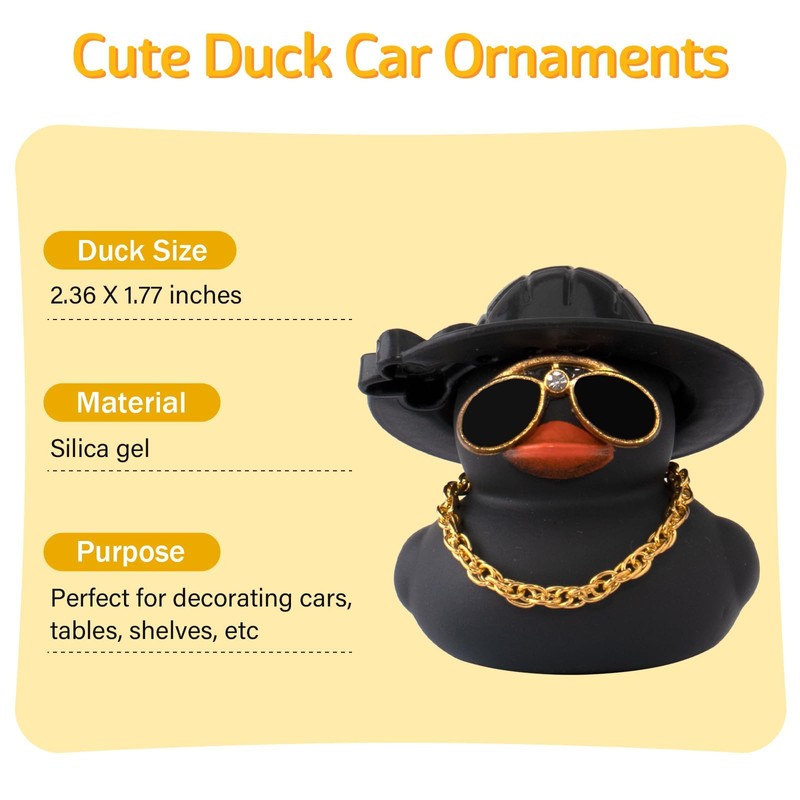 wonuu Car Dashboard Rubber Duck Ornament, Car Decoration Ducks with