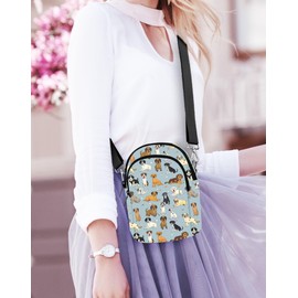 NOXOZNMOK Dog Small Crossbody Bags for Women Casual Cell Phone Purse Lightweight Crossbody Purses Fashion with Adjustable Strap