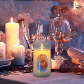 Angoily Decorative Candles, Led Flameless Prayer Candle, Virgin Battery Candle, Christmas Night Light, Flickering Tea Lights Religious More Hours of Enjoyment and Devotion