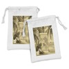 Ambesonne Island Map Fabric Pouch Set of 2, Monochrome Retro